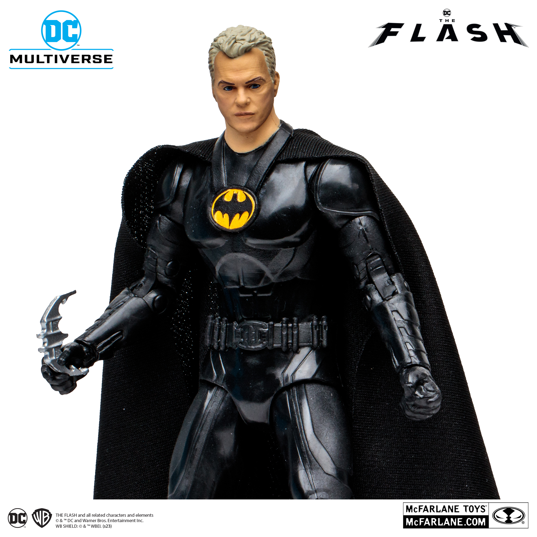 Year 2013 DC Comics Multiverse 4 Inch Tall Figure - Unmasked Variant BATMAN  (Michael Keaton) with Grappling Hook Gun