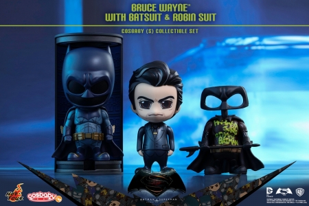 Batman v Superman: Dawn of Justice – Bruce Wayne with Batsuit and Robin Suit Cosbaby Collectible Set