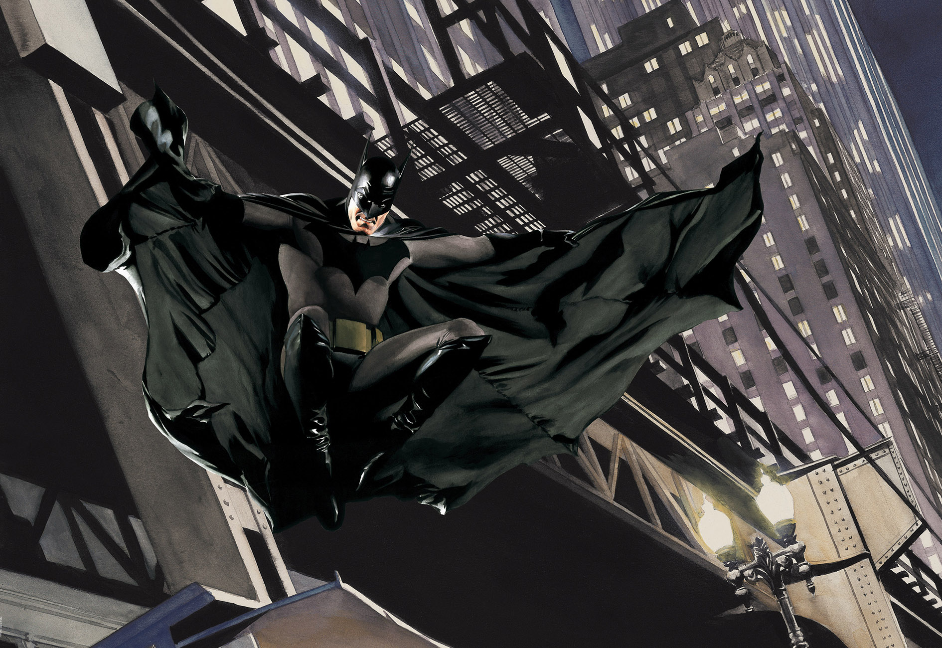 Sideshow Collectibles "Batman Descent on Gotham" by Alex Ross Fine Art Print