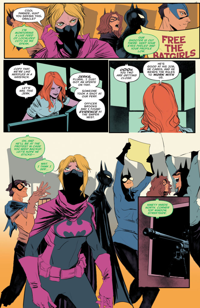 batgirls #19 preview page from scene of Batgirls parade