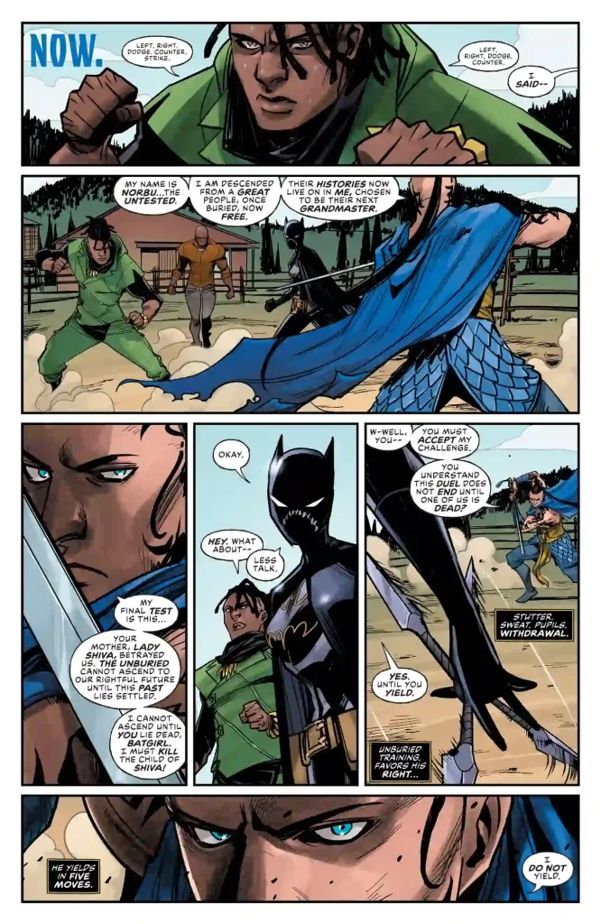 page from batgirl #10 where cass prepares to fight
