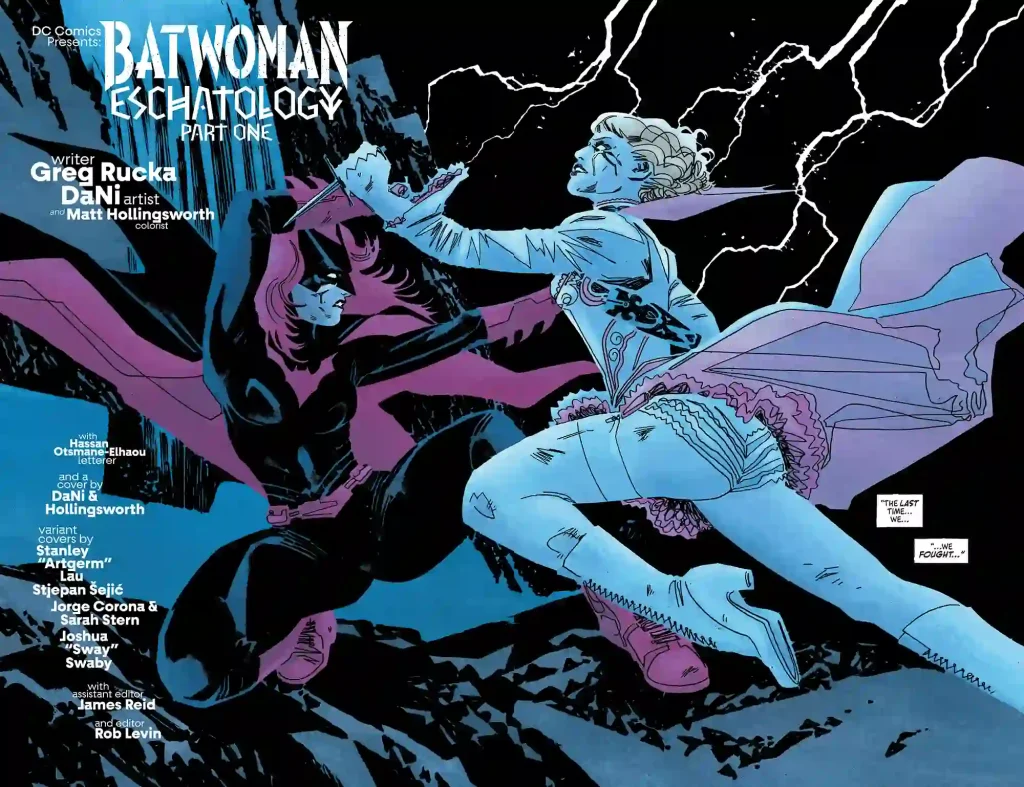 page from Batwoman #1 showing Batwoman fighting with her sister