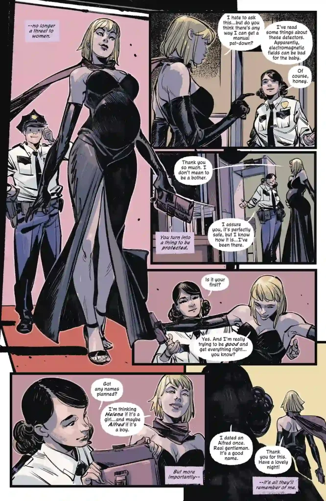 page from catwman #85 showing Selina disguised as a pregnant woman