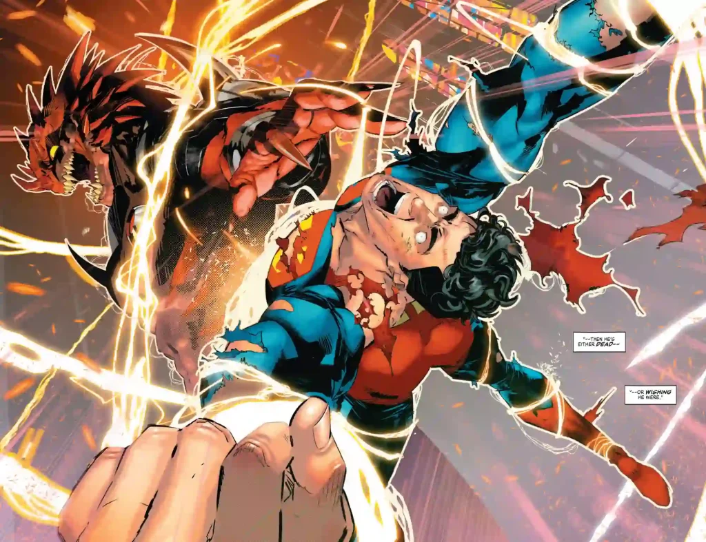 page from Batman/Superman: World's Finest #52 showing Superman being attacked by magic