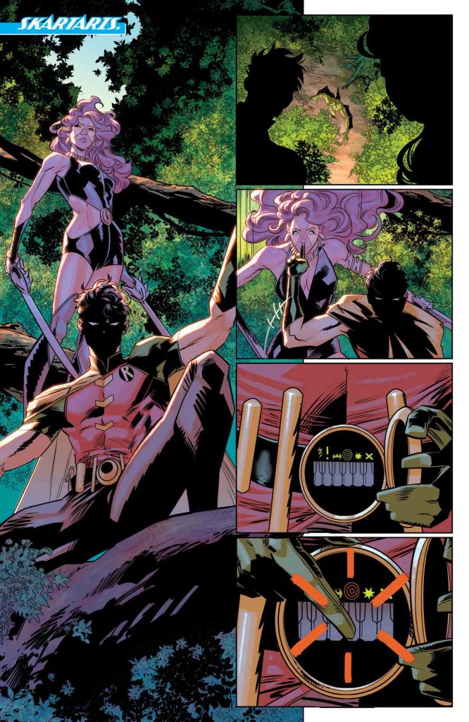 page from Batman/Superman: World's Finest #53 showing Robin and Mariah on a mission